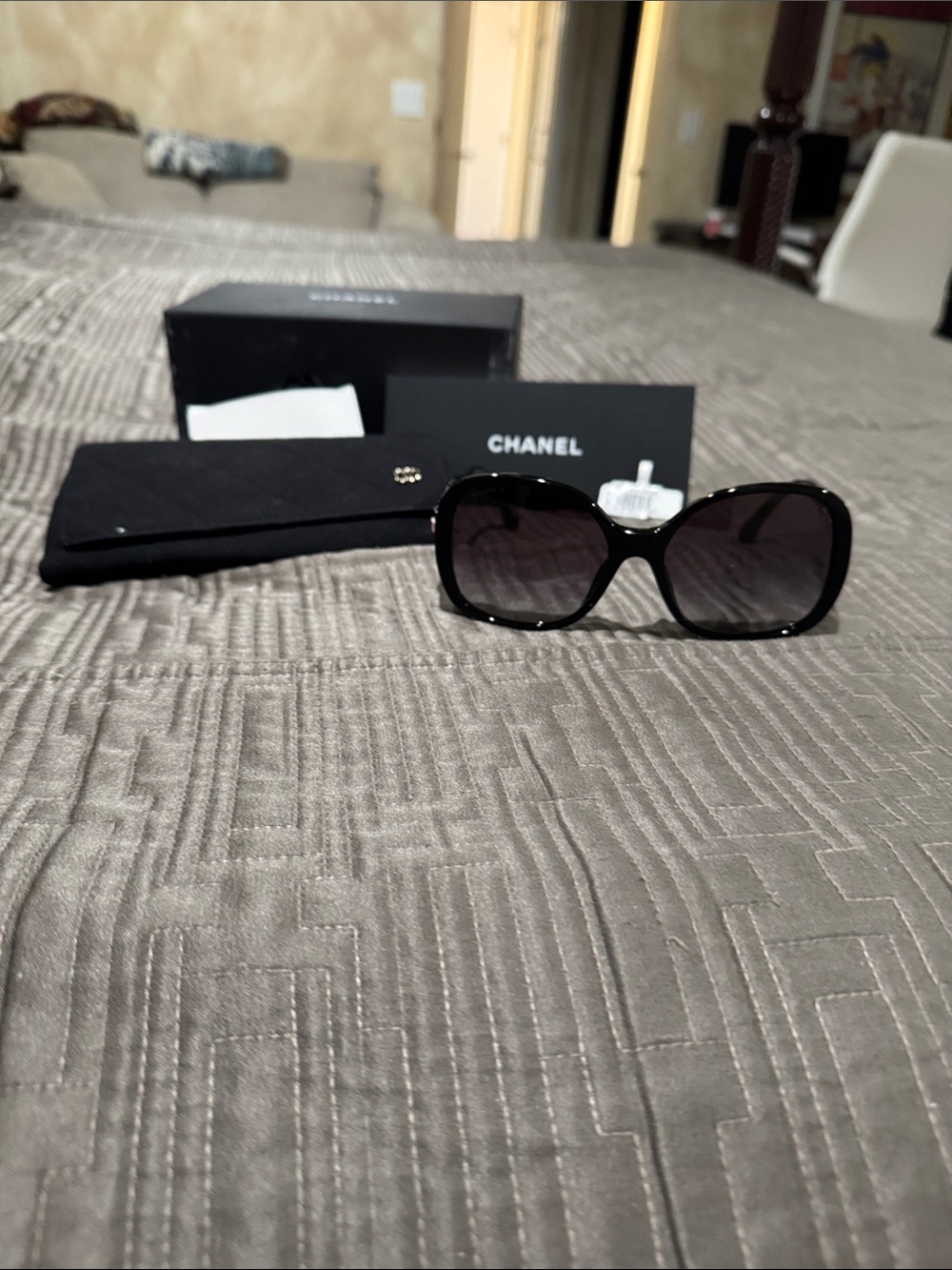 CHANEL Black Woman's Oversized Gradient Square Sunglasses